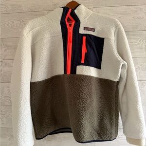 Vineyard Vines Color-block Fleece Pullover with Neon Accents women’s Medium